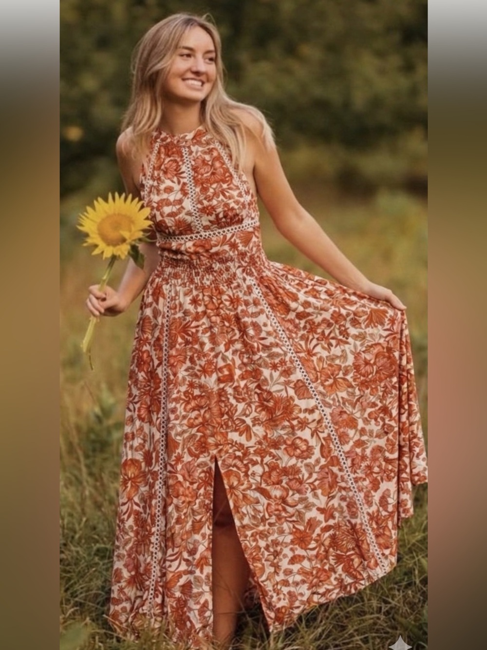 Anthropologie Abel The Label Sz XS Halter Floral Resort Vacation Maxi Dress